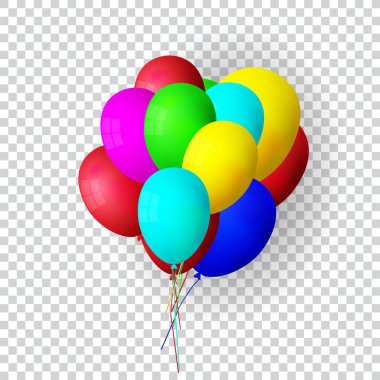 Vektör gerçekçi grup helyum balonları izole.