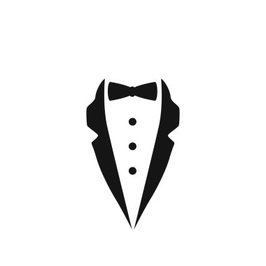 Beyaz arka plan üzerinde izole takım elbise simgesi.