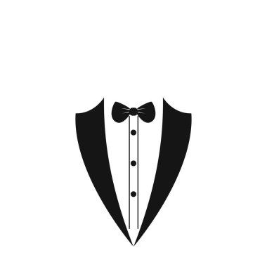 Beyaz arka plan üzerinde izole takım elbise simgesi.