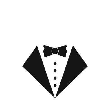 Beyaz arka plan üzerinde izole takım elbise simgesi.