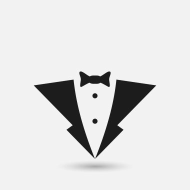 Beyaz arka plan üzerinde izole takım elbise simgesi.