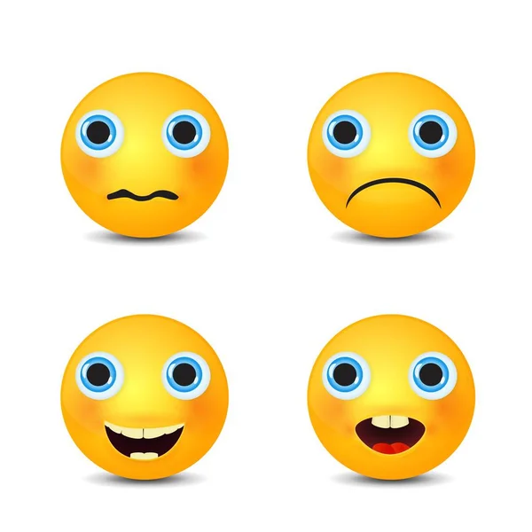 Smiley set,smiling emoticon. Yellow face with emotions. Facial expression. — Stock Vector