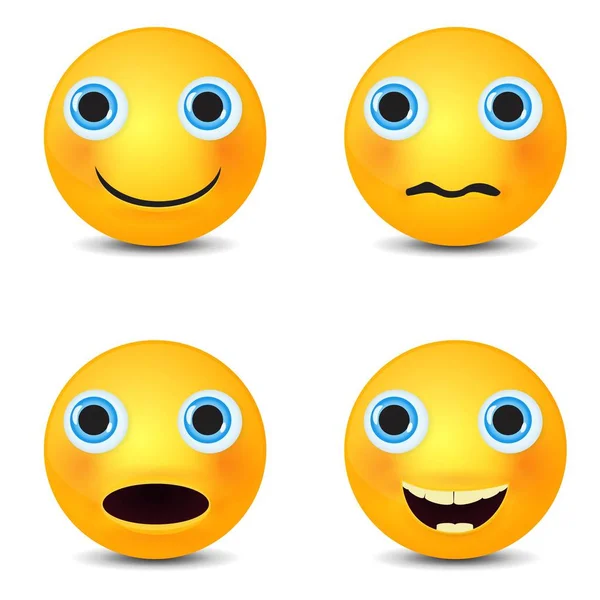 Smiley set,smiling emoticon. Yellow face with emotions. Facial expression. — Stock Vector