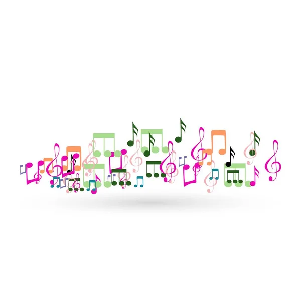 Fondo abstracto con notas musicales coloridas — Vector de stock