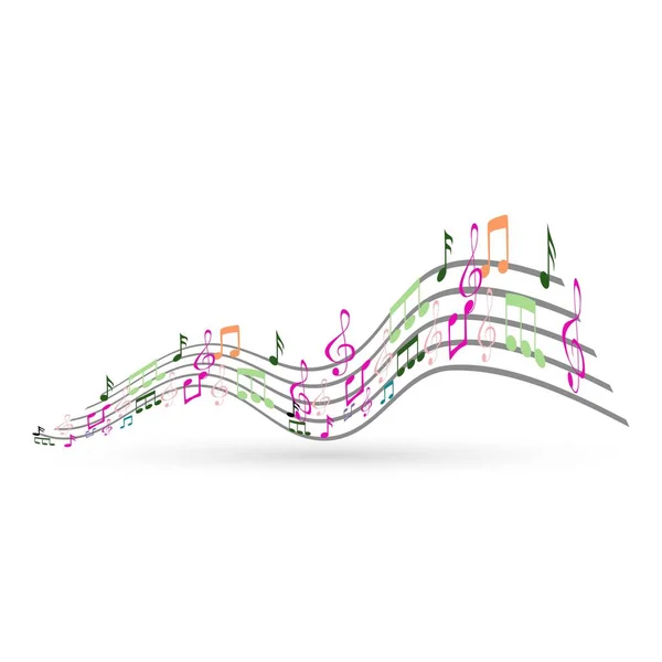 Fondo abstracto con notas musicales coloridas — Vector de stock