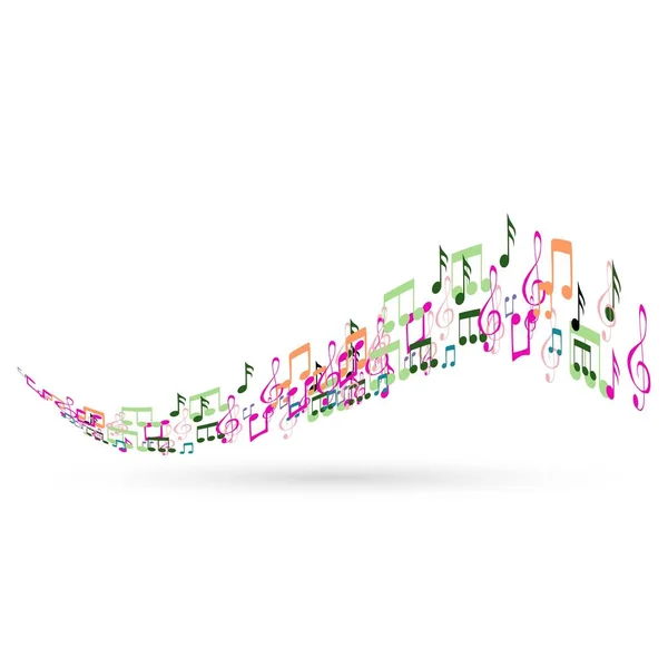 Fondo abstracto con notas musicales coloridas — Vector de stock