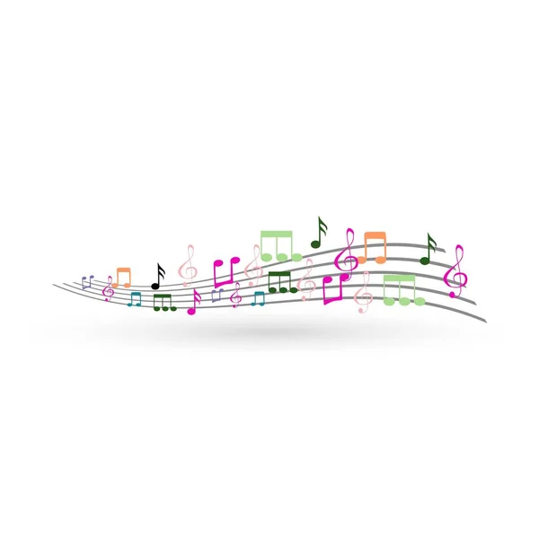 Абстрактный фон с красочными нотами музыки — стоковый вектор
