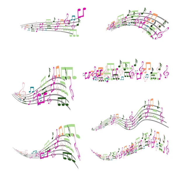 Conjunto de notas musicais coloridas Ilustração — Vetor de Stock