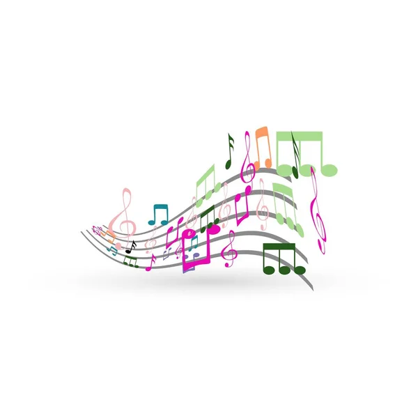 Fondo abstracto con notas musicales coloridas — Vector de stock