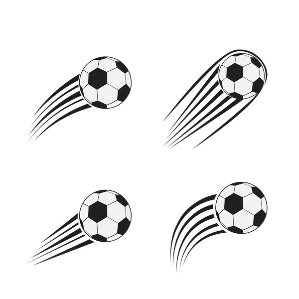 Balles de football volantes réglées avec — Image vectorielle