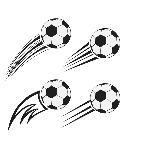 Balles de football volantes réglées avec — Image vectorielle