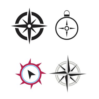 beyaz arka plan üzerine ayarlanmış siyah pusula simgeleri