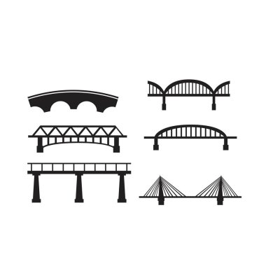 Beyaz arka plan üzerinde köprü Icon Set. Vektör