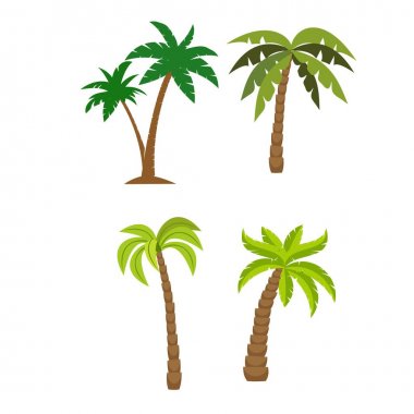 Palmiye ağaçlarının düz vektör seti