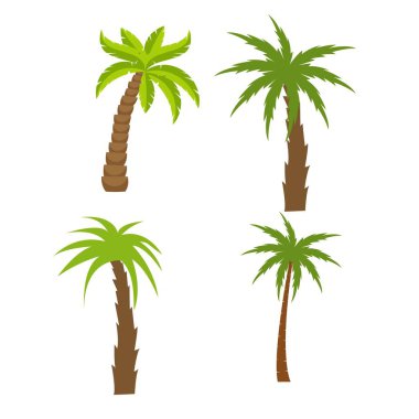 Palmiye ağaçlarının düz vektör seti