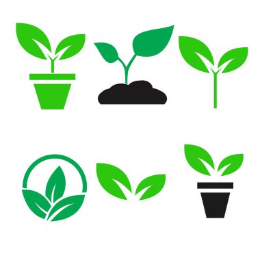 yeşil bitki ve renk simgeleri vektör seti bırakın
