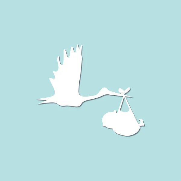 Cigogne blanche portant un bébé mignon . — Image vectorielle