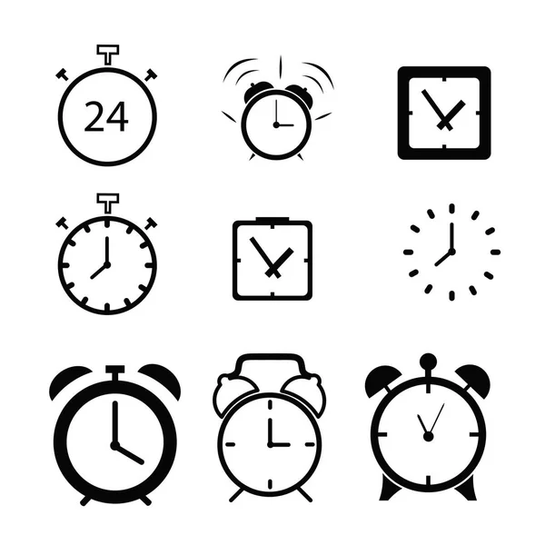 Conjunto de icono plano del reloj — Archivo Imágenes Vectoriales