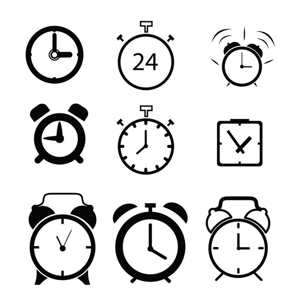 Conjunto de icono plano del reloj — Vector de stock