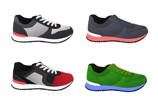 Sneaker schoen. Atletische sneakers collectie — Stockvector