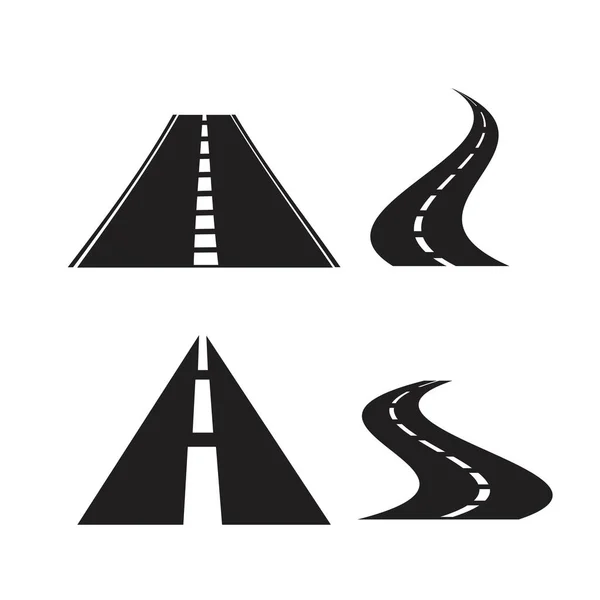 Road icons set, isolated on white background, — Stock Vector