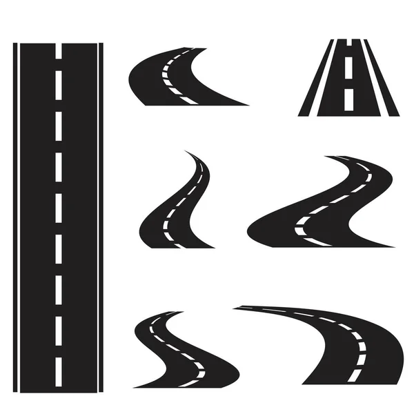 Road icons set, isolated on white background, — Stock Vector