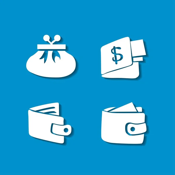 Set of shopping icons on blue background — Stock Vector