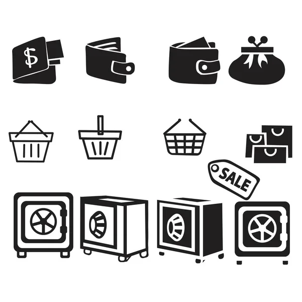 Set of shopping icons on a white background — Stock Vector