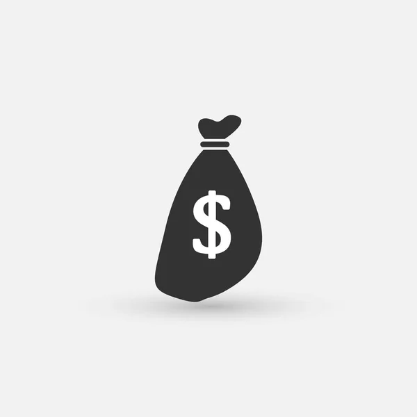 Bolsa de dinero icono plano — Vector de stock