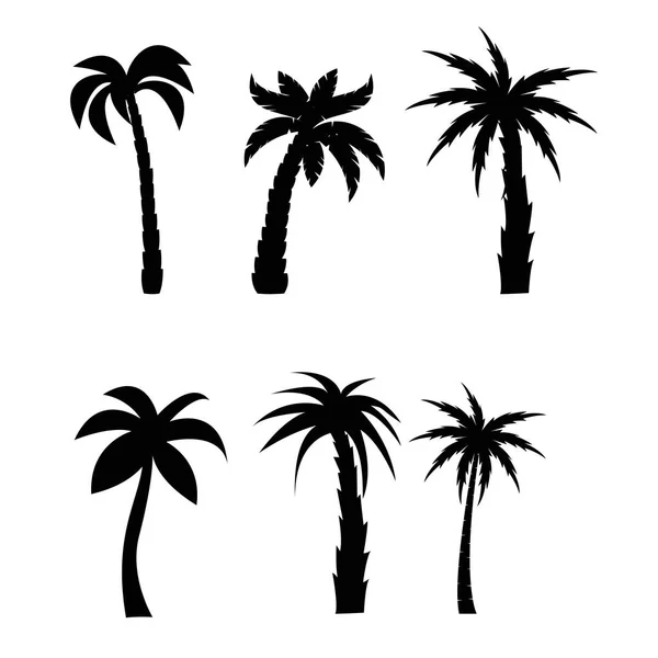 Palm trees black silhouettes set — Stock Vector