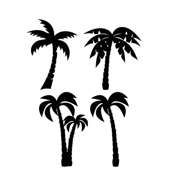 Set de siluetas negras palmeras — Vector de stock