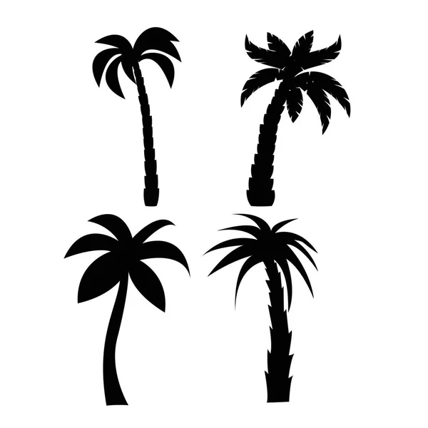 Palm trees black silhouettes set — Stock Vector