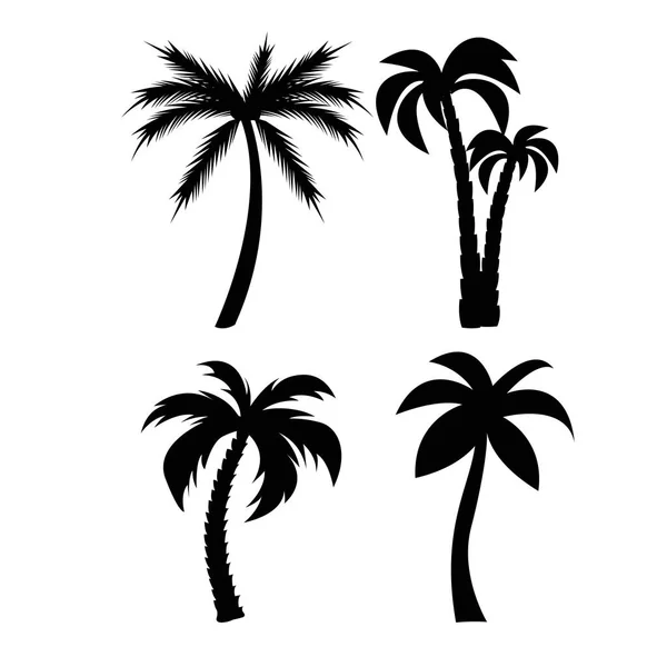 Palm Trees svarta silhuetter set — Stock vektor