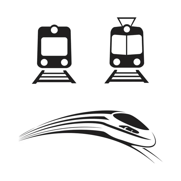 Conjunto de trenes aislados iconos vectoriales — Vector de stock