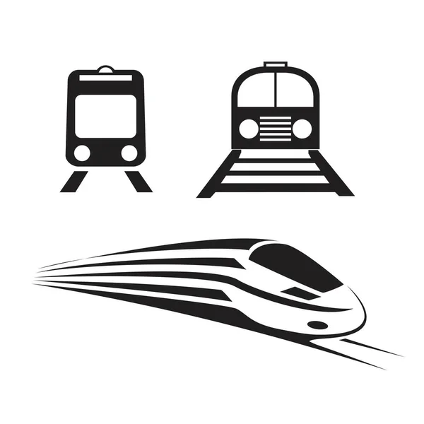 Conjunto de trenes aislados iconos vectoriales — Vector de stock