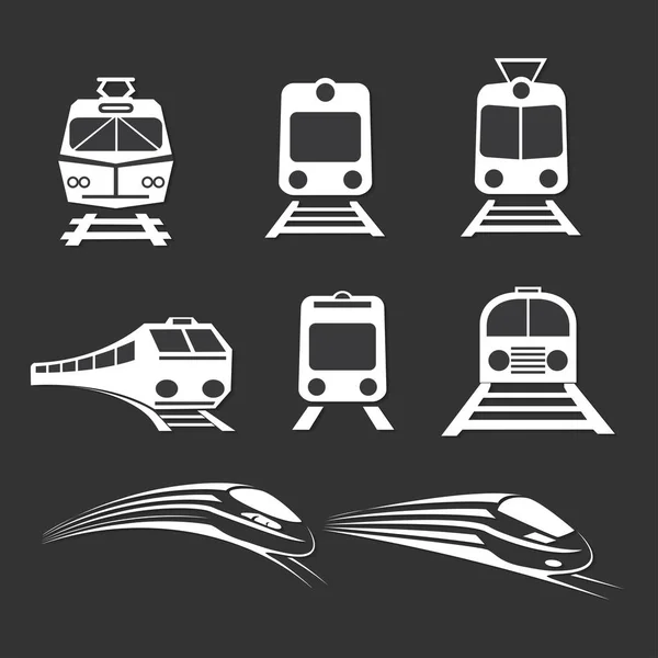 stock vector Set of trains isolated vector icons