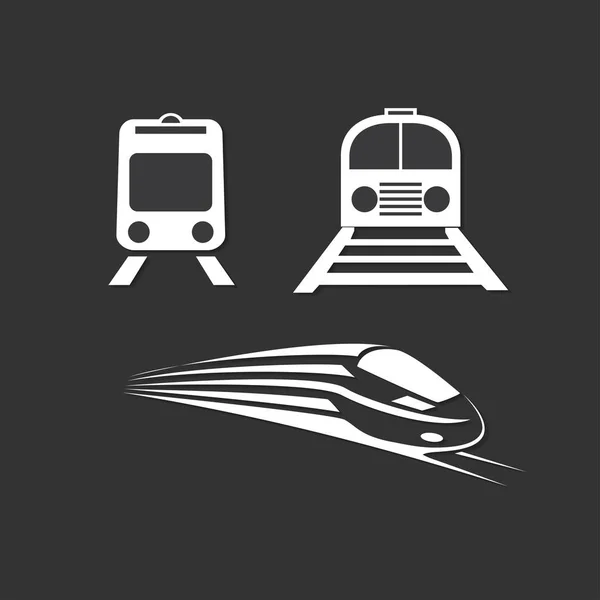 Conjunto de trenes aislados iconos vectoriales — Vector de stock