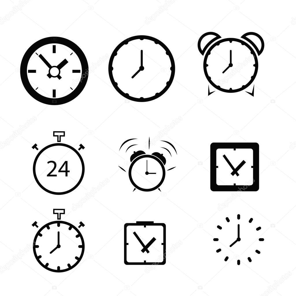 Set of clock flat icon