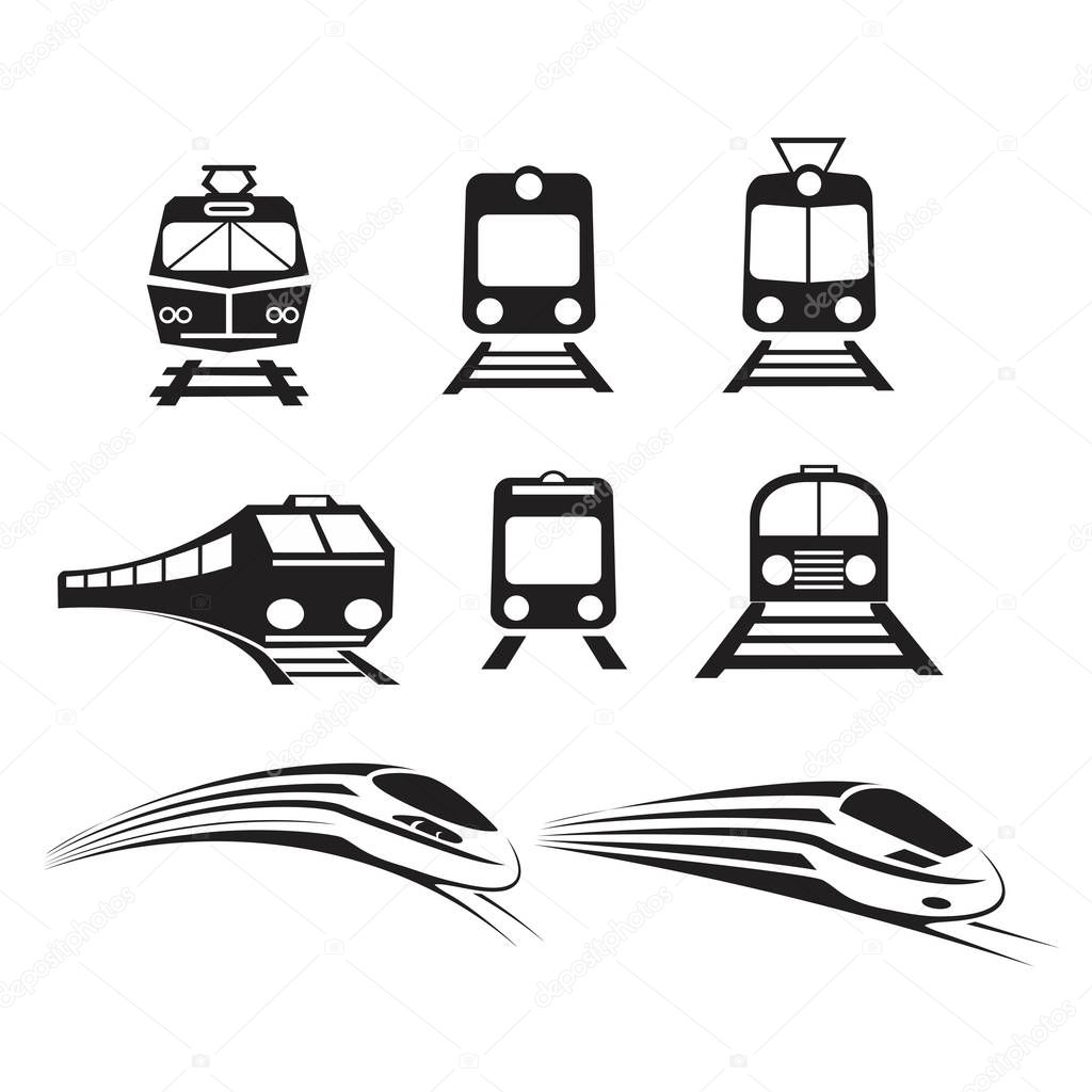 Set of trains isolated vector icons