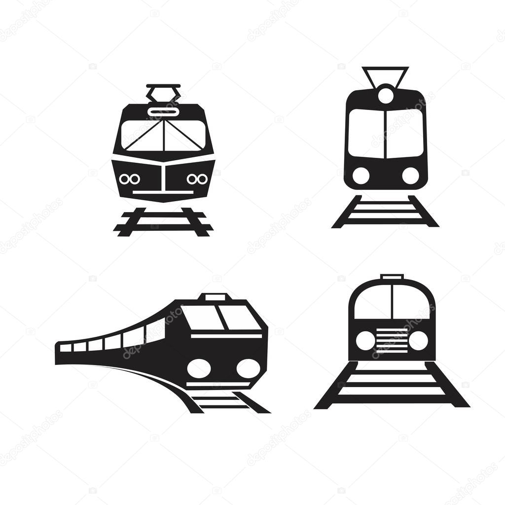 Set of trains isolated vector icons