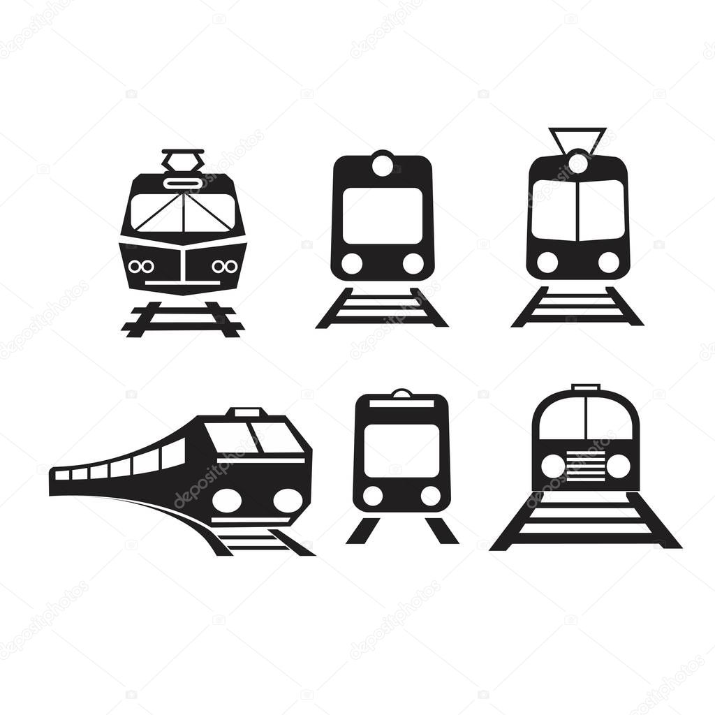 Set of trains isolated vector icons