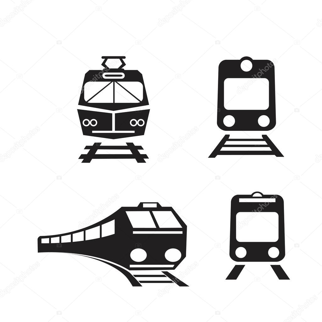 Set of trains isolated vector icons