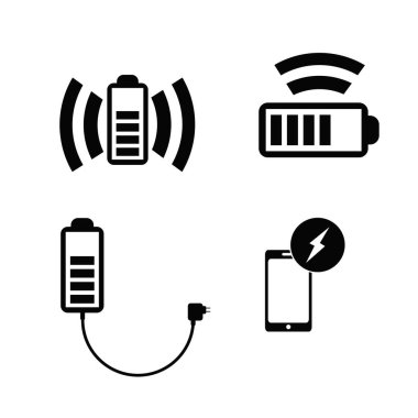 Kablosuz tuş takımı smartphone veya tablet Icons set için şarj