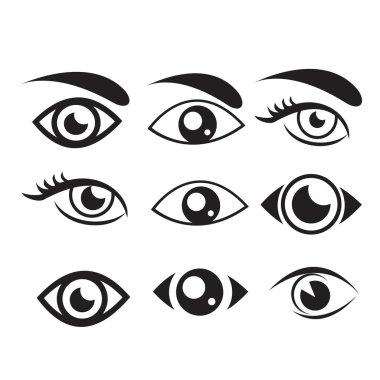 Gözleri ve göz simgesini vektör koleksiyonu ayarla.