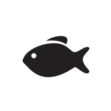 Beyaz arka planda siyah balık simgesi