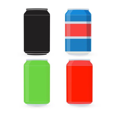 set renkli alüminyum kutular şablonu