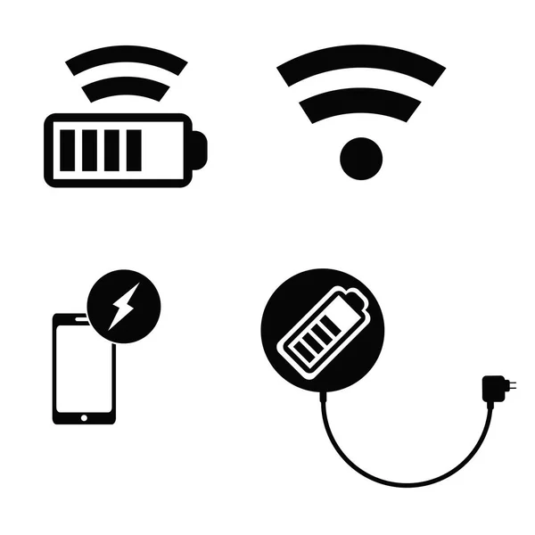 Kablosuz tuş takımı smartphone veya tablet Icons set için şarj — Stok Vektör