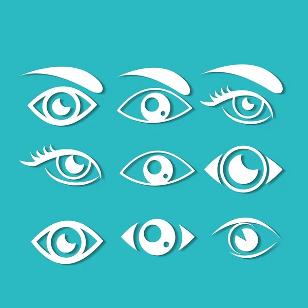 Occhi e icona dell'occhio insieme collezione vettoriale . — Vettoriale Stock