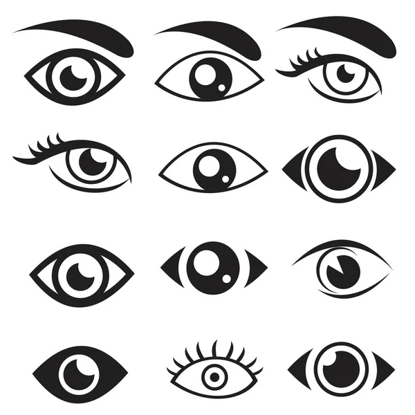 Ojos y ojo icono conjunto colección de vectores . — Vector de stock