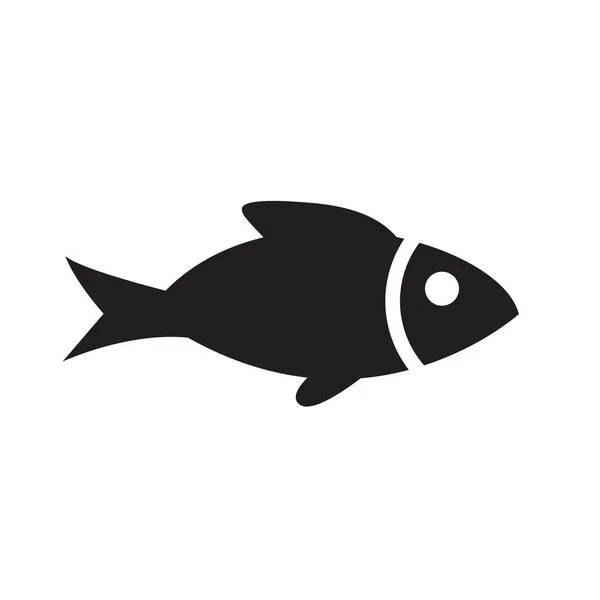 Icono de pescado negro sobre fondo blanco — Vector de stock